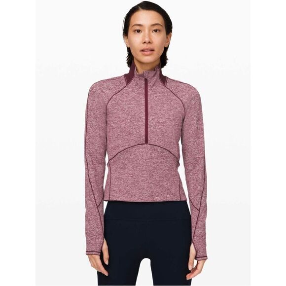 Lululemon Always Alert 1/2 Zip in Heathered Garnet - Picture 3 of 14